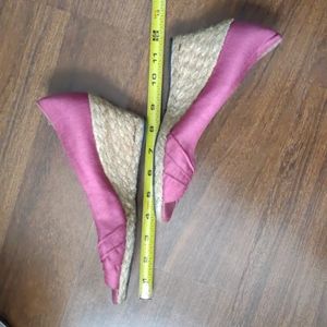 Life Stride Wedges Size 6 Womens Cloth Jute Rope Shoes Dressy Casual Pink